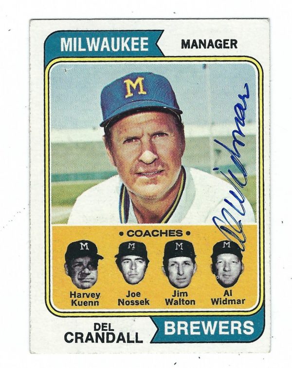 Autographed AL WIDMAR 1974 Topps Card