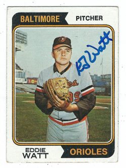 Autographed EDDIE WATT 1974 Topps Card