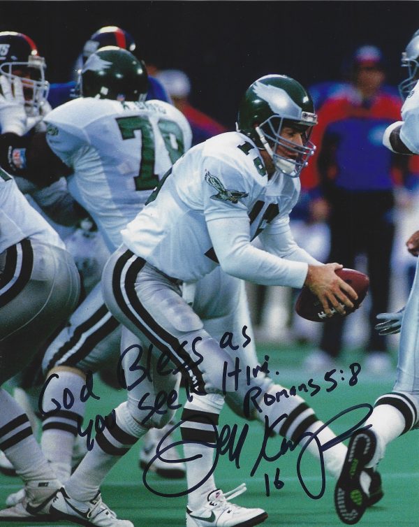 Autographed JEFF KEMP 8X10 Philadelphia Eagles Photo