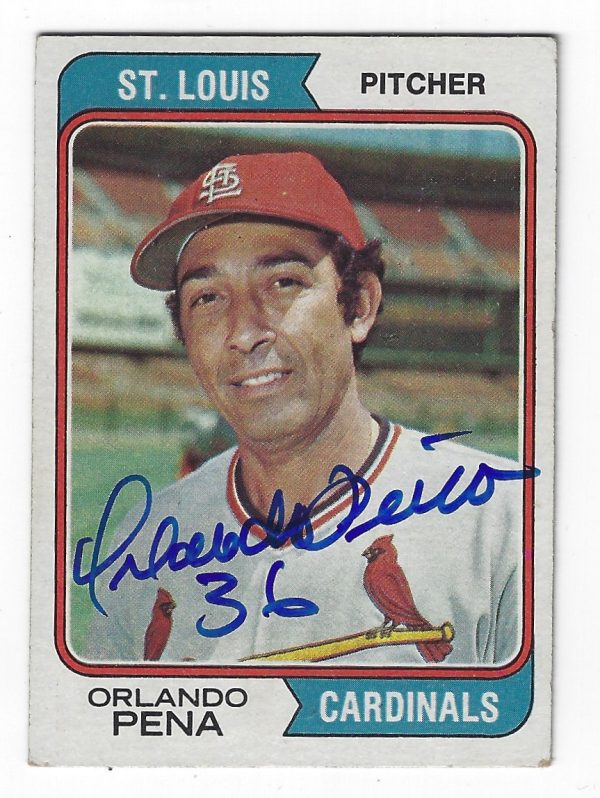 Autographed ORLANDO PENA 1974 Topps Card