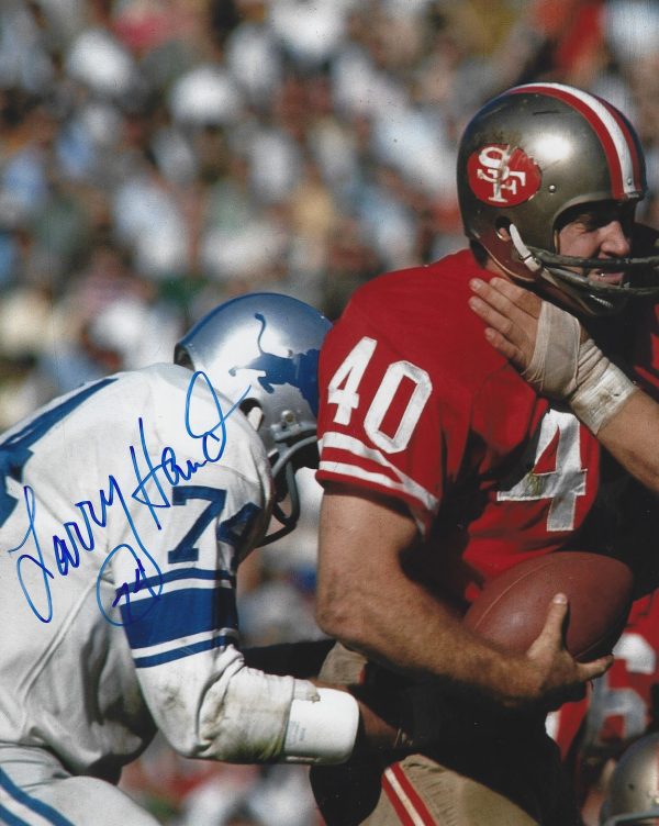 Autographed Larry Hand  8X10 Detroit Lions Photo