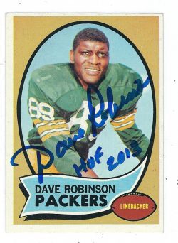 Autographed Dave Robinson Green Bay Packers 1970 Topps Card