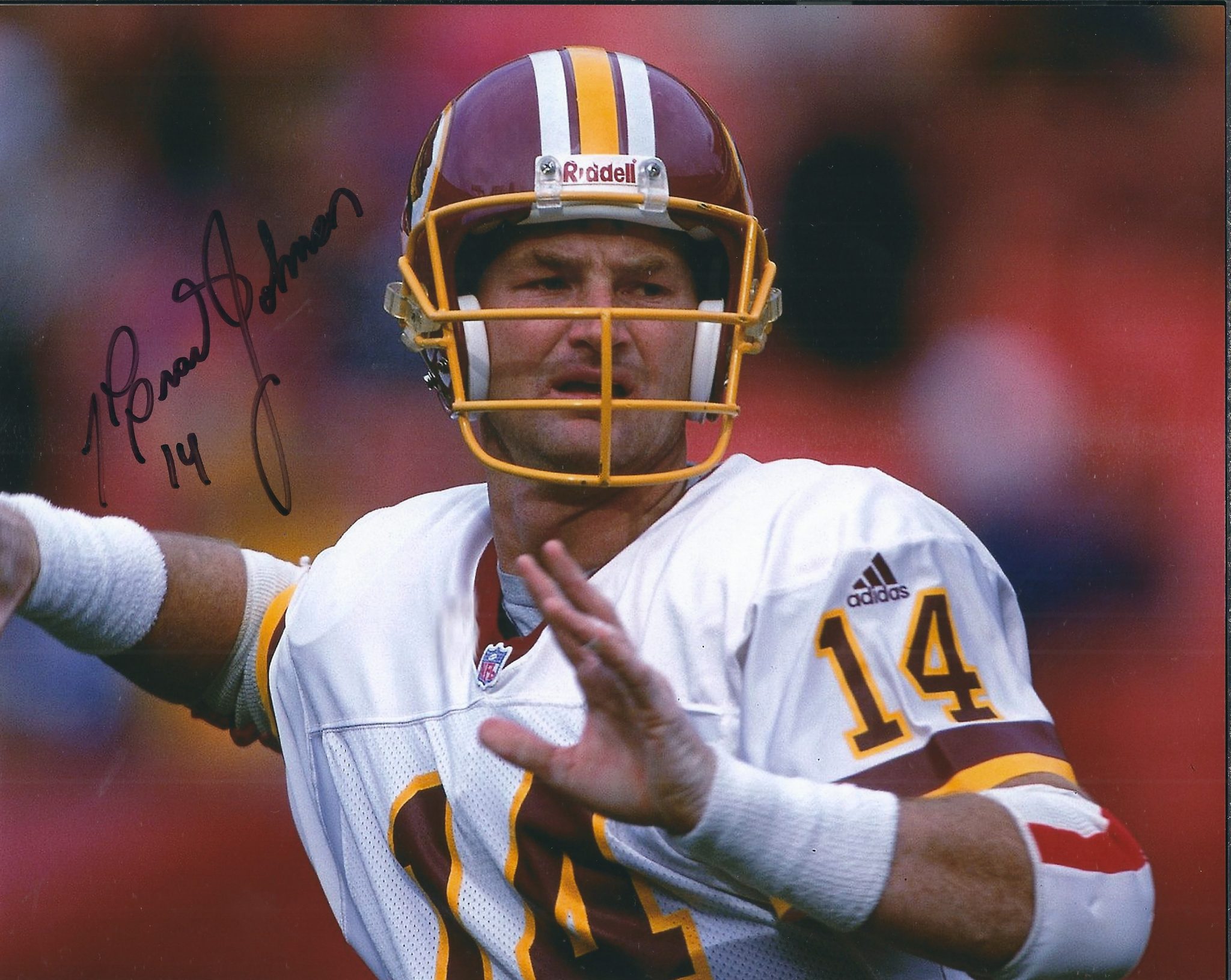 Autographed BRAD JOHNSON 8x10 Washington Redskins Photo Main Line