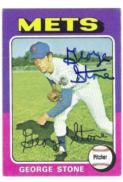 Autographed GEORGE STONE New York Mets 1975 Topps Card