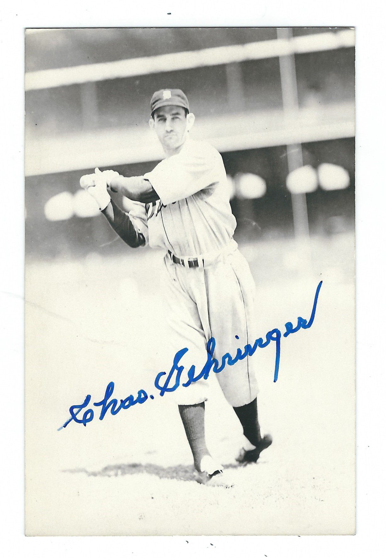 Autographed CHARLIE GEHRINGER Detroit Tigers BxW Rowe Post Card
