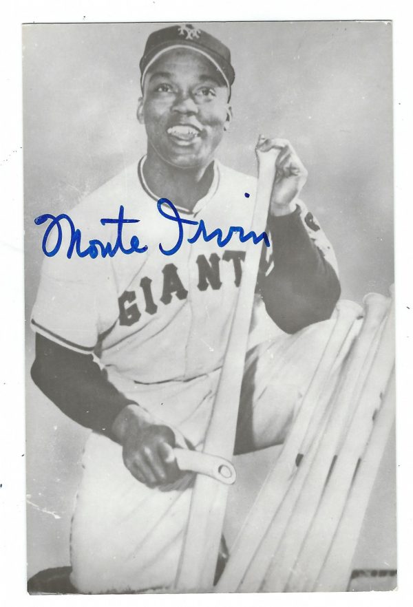 Autographed MONTE IRVIN BxW Rowe Post Card