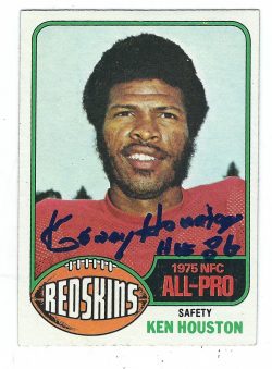 Autographed Kenny Houston Washington Redskins 1976 Topps Card #170