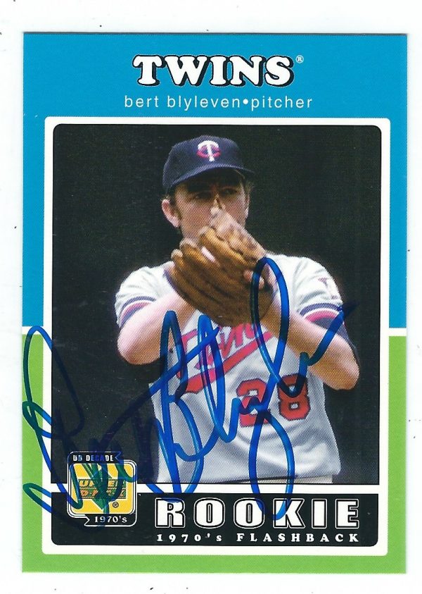 Autographed BERT BLYLEVEN 2001 Upper Deck Decades the 70's Card