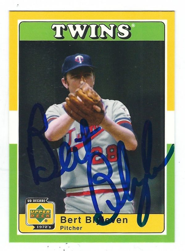 Autographed BERT BLYLEVEN 2001 Upper Deck Decades the 70's Card