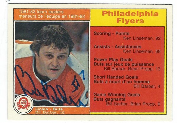 BILL BARBER Autographed 1982-83 O-Pee-Chee Card