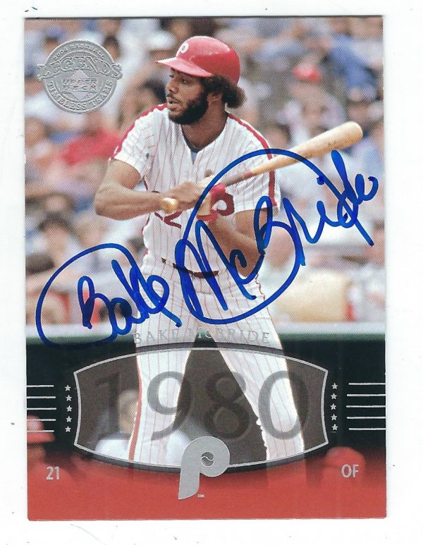 Autographed BAKE MCBRIDE 2004 Upper Deck Timeless Teams Card