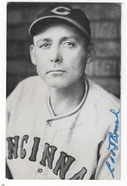 Autographed EDD ROUSH Cincinnati Reds BxW Rowe Post Card