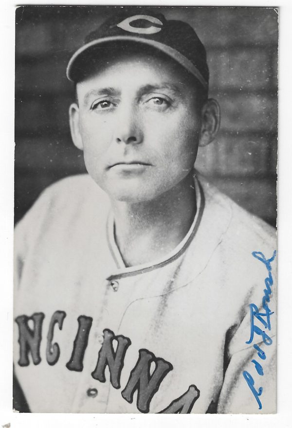 Autographed EDD ROUSH Cincinnati Reds BxW Rowe Post Card
