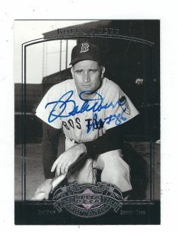 Autographed BOBBY DOERR 2005 Upper Deck Past Time Pennants card