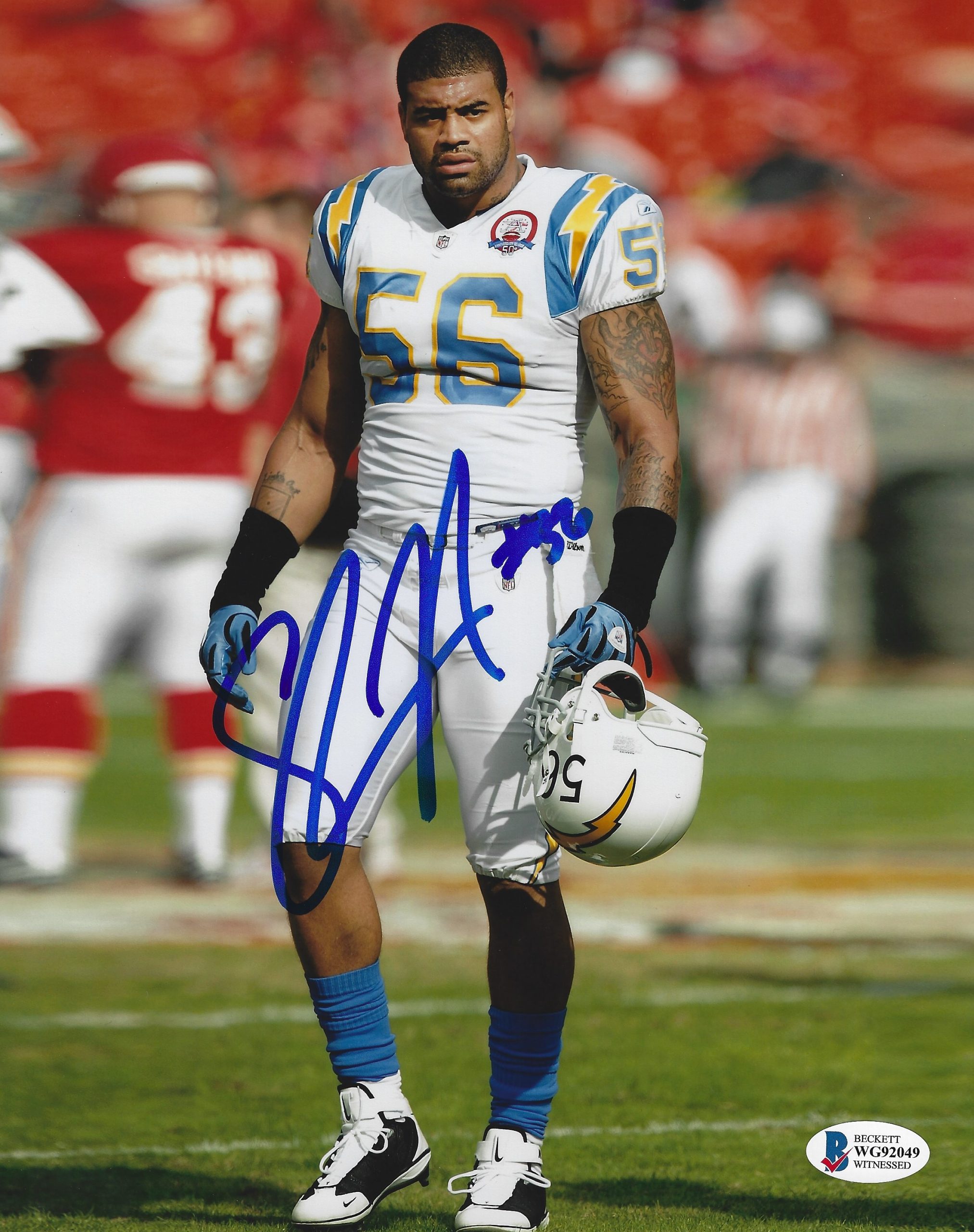 footballcollectible Shawne Merriman Autographed San Diego Chargers Jersey