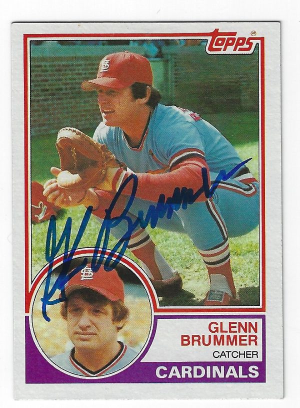 Autographed GLENN BRUMMER St. Louis Cardinals 1983 Topps Card