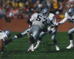 Autographed JERRY ROBINSON 8x10 Oakland Raiders photo