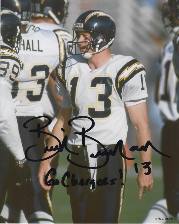 Autographed BRIAN BRENNAN 8X10 San Diego Chargers photo