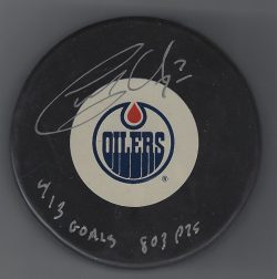 Autographed GARRY UNGER Edmonton Oilers Hockey Puck