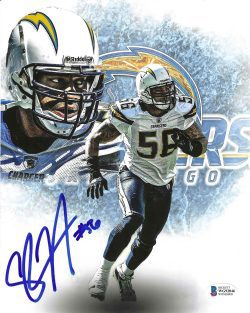 Autographed SHAWNE MERRIMAN 8X10 San Diego Chargers photo Beckett Witness