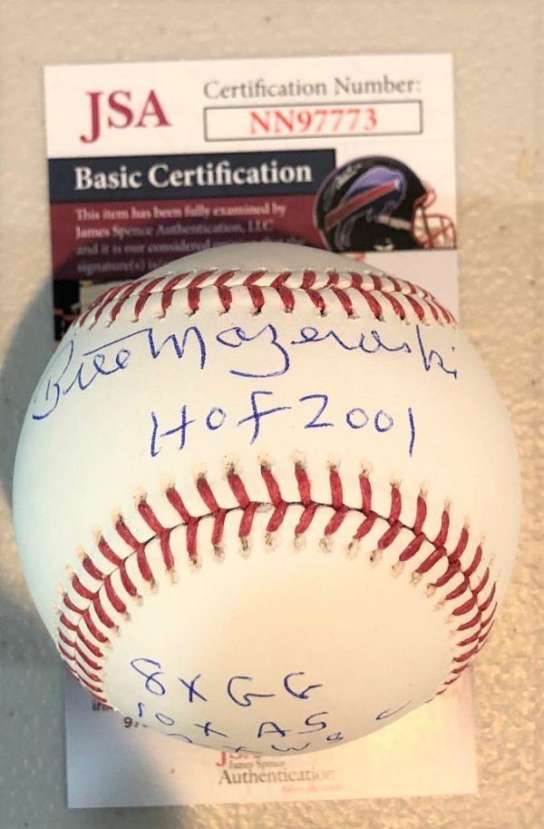 Autographed Bill Mazeroski with 4 Inscriptions - Official Major League Baseball - JSA COA