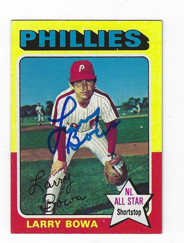 Autographed LARRY BOWA 1975 Topps Card