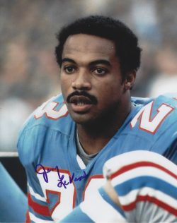 Autographed JERRY LEVIAS 8X10 Houston Oilers photo