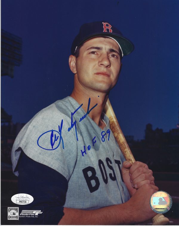 Autographed CARL YASTRZEMSKI "HOF 89" 8X10 Boston Red Sox  JSA COA