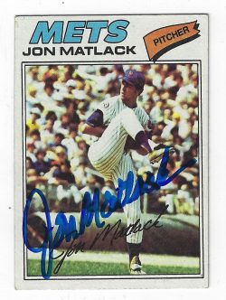 Autographed JON MATLACK 1977 Topps card