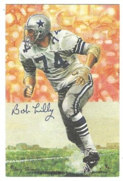 Autographed BOB LILLY Dallas Cowboys Goal Line Art Card