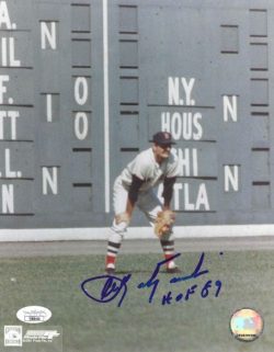 Autographed CARL YASTRZEMSKI "HOF 89" 8X10 Boston Red Sox JSA COA