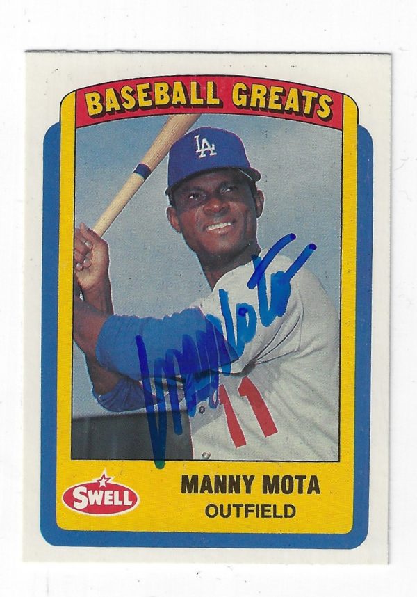 Autographed MANNY MOTA 1990 Swell Baseball Great Card