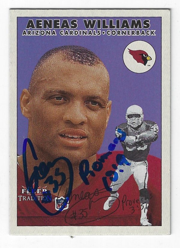 Autographed AENEAS WILLIAMS Arizona Cardinals 2000 Fleer tradition Card