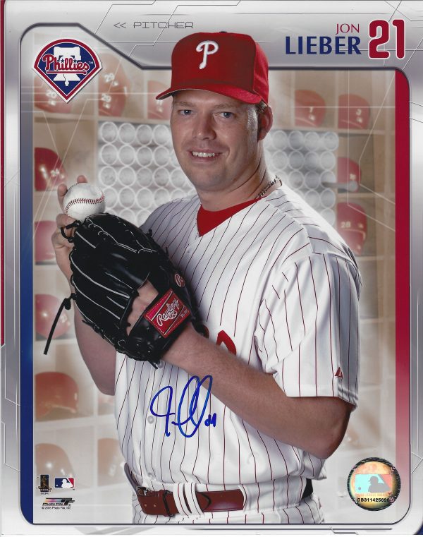 AUTOGRAPHED JON LIEBER 8X10 Philadelphia Phillies Photo