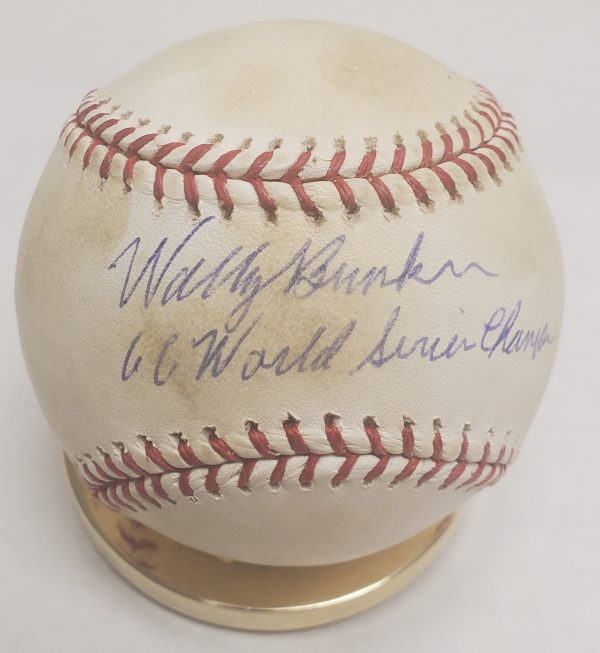 WALLY BUNKER Autographed Official Major League Baseball