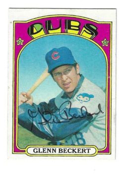 Autographed GLENN BECKERT Chicago Cubs 1972 Topps Card
