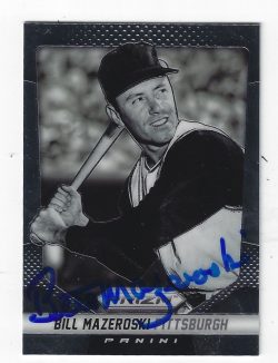 Autographed BILL MAZEROSKI 2014 Panini Prizm Pittsburgh Pirates Card #160
