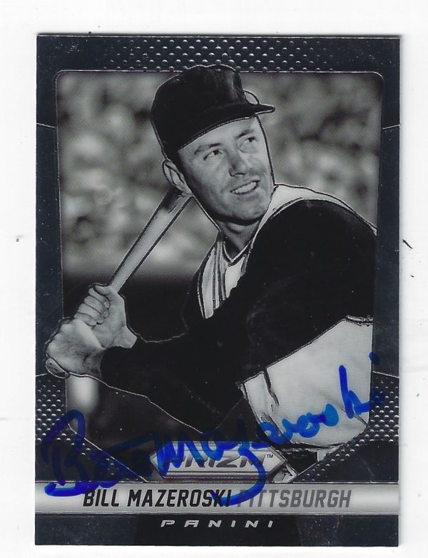 Autographed BILL MAZEROSKI 2014 Panini Prizm Pittsburgh Pirates Card #160