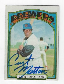 Autographed CURT MOTTON 1972 Topps Card