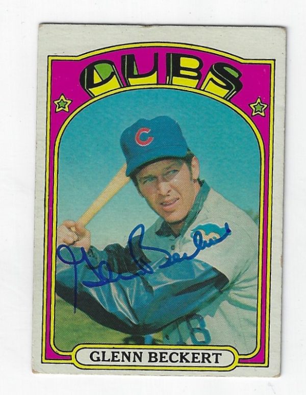Autographed GLENN BECKERT Chicago Cubs 1972 Topps Card