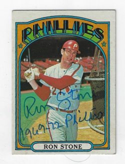 Autographed RON STONE 1972 Topps Card