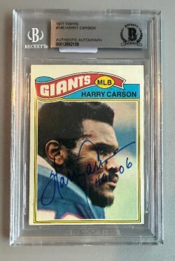 Autographed Harry Carson New York Giants 1977 Topps Rookie  Card #146 BAS Beckett Slabbed