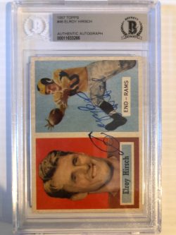 Autographed Elroy Hirsch Los Angeles Rams 1957 Topps card #46 Beckett Slabbed BAS