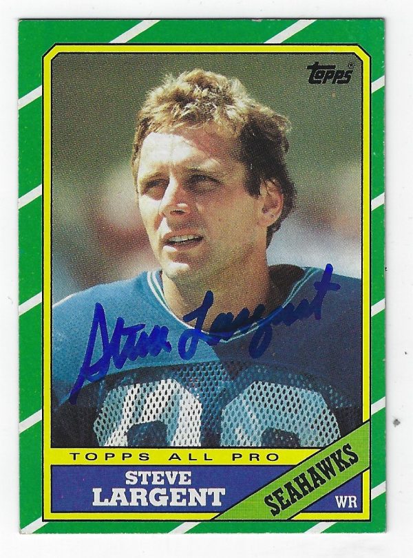 Autographed STEVE LARGENT Seattle Seahawks 1986 Topps Card