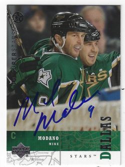 Autographed 2002-03 Upper Deck Superstars MIKE MODANO Dallas Stars Hockey Card #75