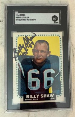 Autographed 1964 Topps Billy Shaw Buffalo Bills Card #38 Beckett BAS Slabbed
