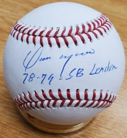 Autographed OMAR MORENO 78, 79 SB Leader  Official Major League Baseball