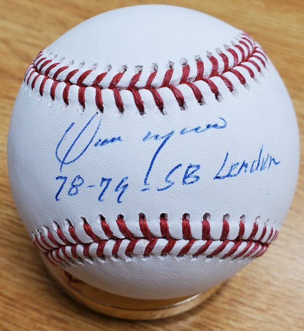 Autographed OMAR MORENO 78, 79 SB Leader  Official Major League Baseball