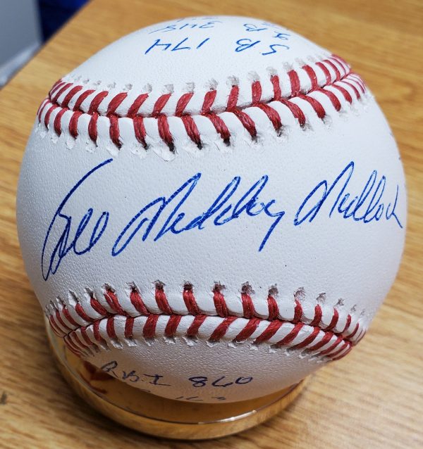 Autographed BILL MADLOCK "Maddog" Stat Ball Official Major League Baseball