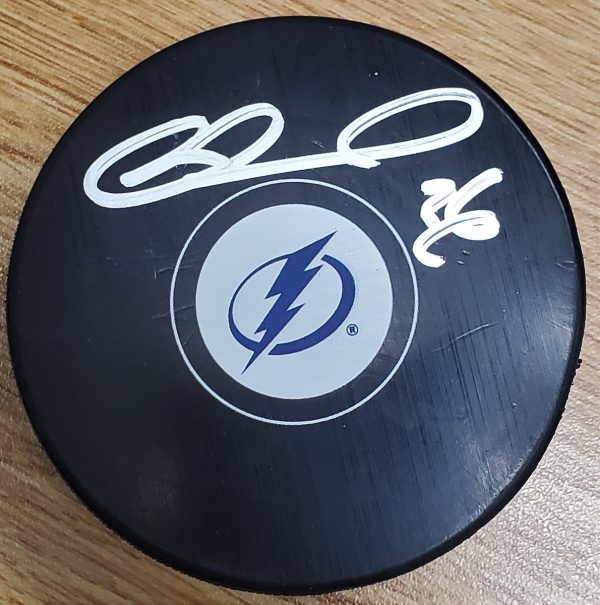 Autographed MATTHEW BARNABY Tampa Bay Lightning Hockey Puck